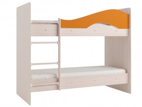 Кровать 2-х ярусная Мая на латофлексах млечный дуб, оранжевая в Ялуторовске - yalutorovsk.magazinmebel.ru | фото - изображение 1