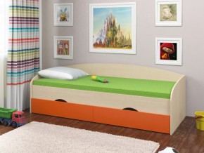 Кровать Соня 2 дуб молочный-оранжевый в Ялуторовске - yalutorovsk.magazinmebel.ru | фото