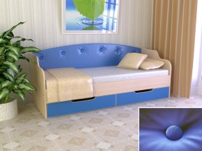 Кровать Юниор Тип 2 дуб молочный/синий 800х1600 в Ялуторовске - yalutorovsk.magazinmebel.ru | фото