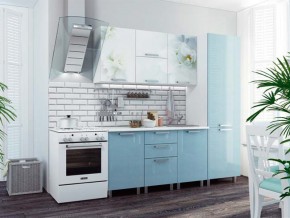 Кухня 2100 Бьянка голубые блестки в Ялуторовске - yalutorovsk.magazinmebel.ru | фото - изображение 1
